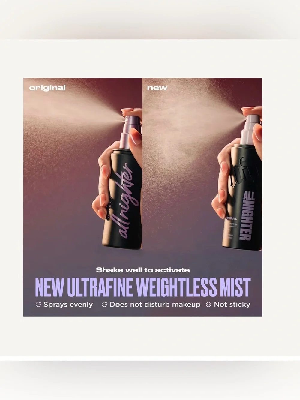 Urban Decay All Nighter Makeup Setting Spray – Lavender Pink Gradient Packaging